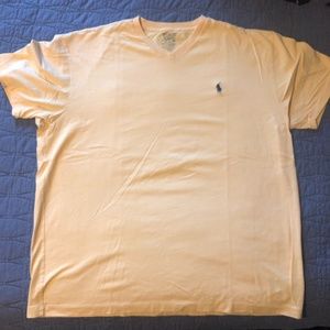 Large yellow polo v neck t shirt